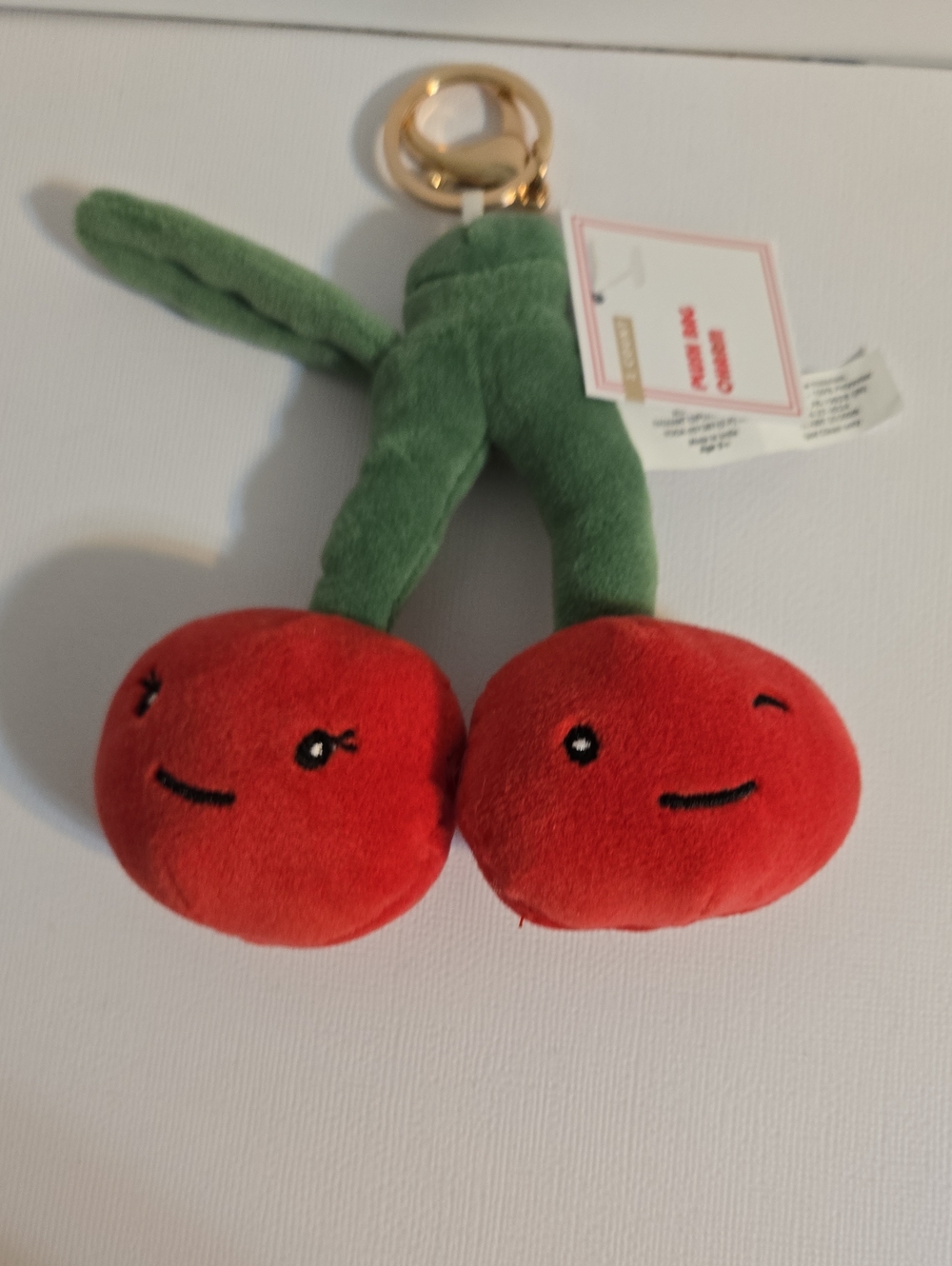 Viral Cute Smiling Plushie Cherries Bag Charm Key Chain NWT